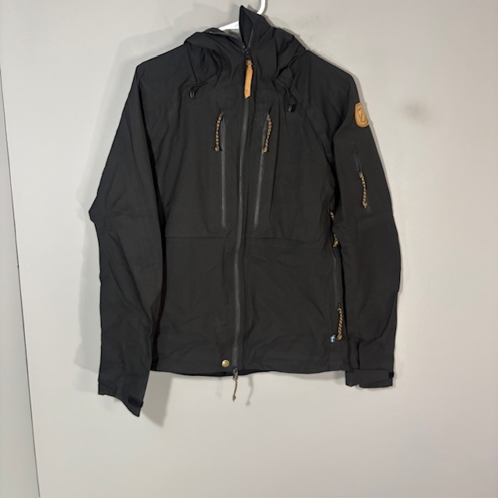 Fjallraven Rain Jacket Womens XS Black Keb Eco-Shell Hooded Waterproof Outdoor